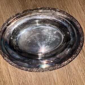 Vintage Newport silver plate oval platter dish box n